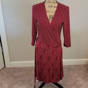 Ava printed red and black wrap dress